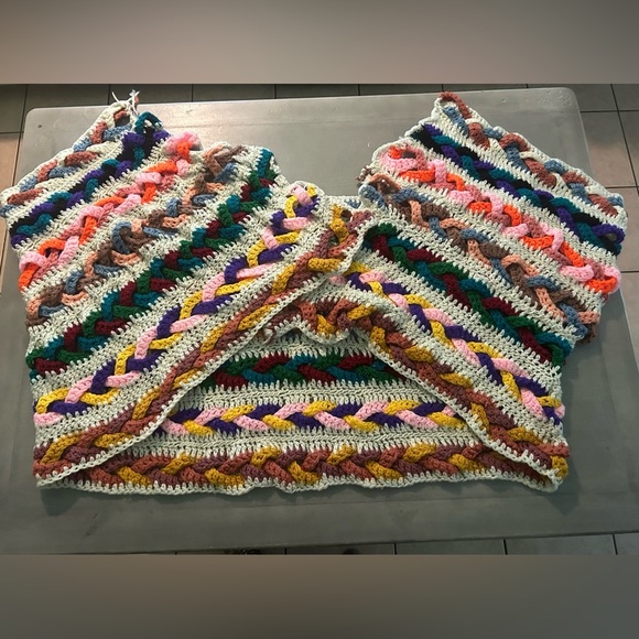 Crochet Multicolor Hand Made Bed Runner/ Foot Warmer/ Table Runner 23” X 73” - Picture 1 of 14